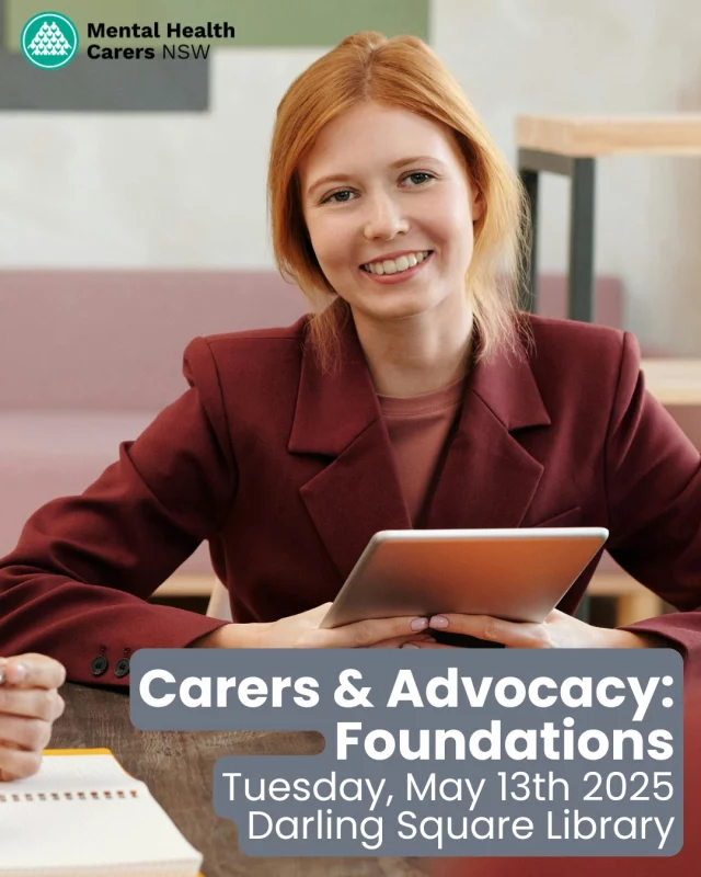 📣 Join us for our upcoming training session, Carers & Advocacy: Foundations, hosted at Darling Square Library!  Carers & Advocacy: Foundations explores the essentials of advocacy, from identifying the different types and recognising the key groups involved, so carers can develop a general understanding and start to build their capacity to advocate for themselves and their loved ones.  By the end of the training, you’ll gain valuable insights into mental health advocacy, the stages of caring, common barriers, and practical strategies—equipping you to better advocate for yourself and those you care for 🤝  🔗 Limited spots available, click the link in our bio to register!